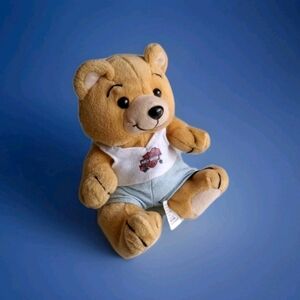 Harley-Davidson Tan Bear with White Tank Top W/Harley Logo & Blue Denim Shorts
